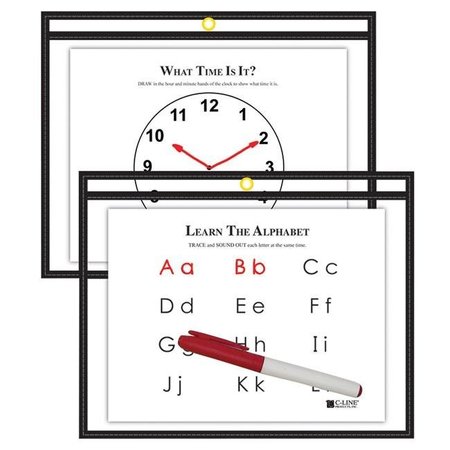 C-LINE PRODUCTS C-Line Products CLI40711-10 9 x 12 in. Black Reusable Dry Erase Pockets - 10 Each CLI40711-10